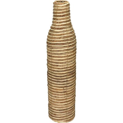 Vaso Decorativo de Fibra Natural e Metal 71x17x17cm Enfeite Sala Mesa Estante