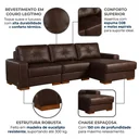 Ver imagem 6 de Sofá Modular 4 Lugares 280cm com Chaise Couro Legítico Fênix Marrom/Caramelo