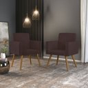 Ver imagem 2 de Kit 5 Poltronas Nina Decorativa para Recepção Balaqui Decor Cor:Marrom