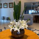 Ver imagem 3 de Arranjo Grande Centro de Mesa Lírio Branco Artificial Completo Decore Fácil Shop