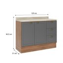 Ver imagem 2 de Balcão Bella 2 Portas 3 Gavetas Nog/cinza 120cm Carraro