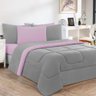 Kit Edredom Malha 100% Algodão Gran Moratta 3 Peças Casal - Cinza-rosa Bebê - 1