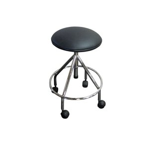 Mocho Banco Giratório Inox com Rodízios sem Encosto Preto