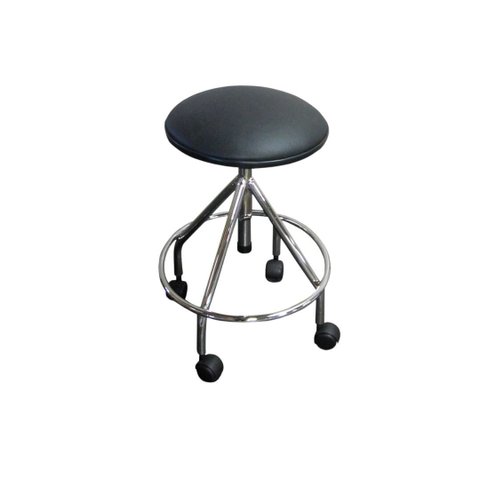 Mocho Banco Giratório Inox com Rodízios sem Encosto Preto