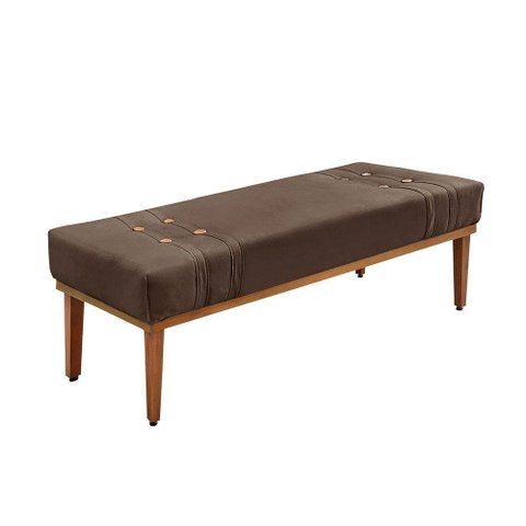 Divã Recamier Banco Base Madeira para Quarto Gênova 90cm Veludo S04 - D'Rossi Cor Marrom