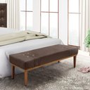 Ver imagem 4 de Divã Recamier Banco Base Madeira para Quarto Gênova 90cm Veludo S04 - D'Rossi Cor Marrom