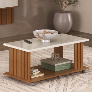 Mesa de Centro com Ripado e Rodízios Mila