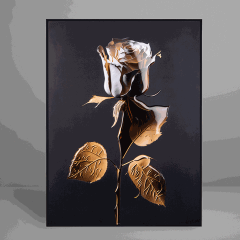 Quadro Decorativo Flower Rose Gold Paper Relevo