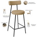 Ver imagem 4 de Kit 02 Banquetas Baixa para Cozinha Sala de Jantar Bancada Milão L02 Linho Bege Escuro - lyam