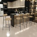 Ver imagem 2 de Kit 02 Banquetas Baixa para Cozinha Sala de Jantar Bancada Milão L02 Linho Bege Escuro - lyam