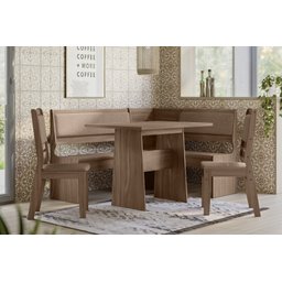 Conjunto Mesa Canto Alemão 2 cadeiras Afrodite Amendoa - 2