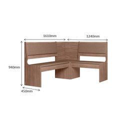 Conjunto Mesa Canto Alemão 2 cadeiras Afrodite Amendoa - 4