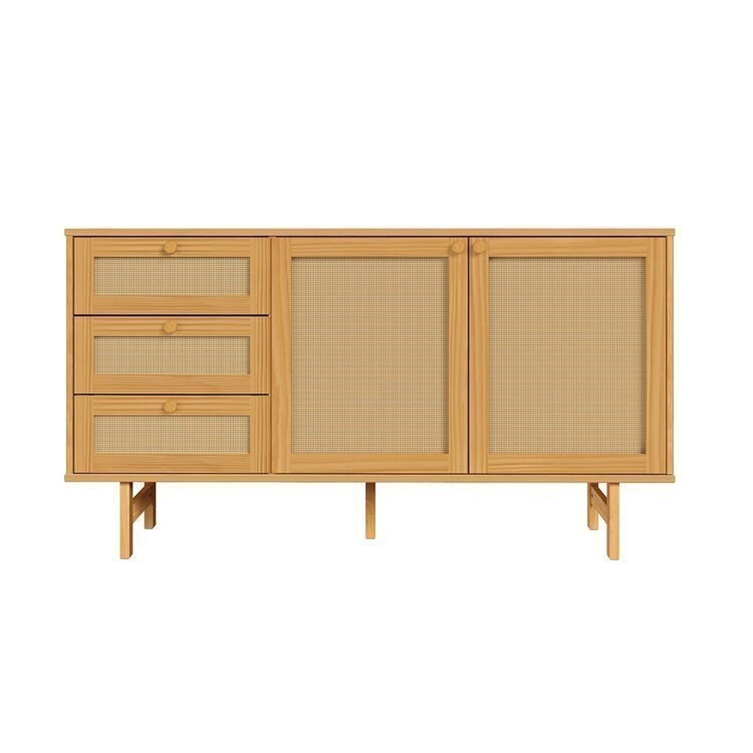 Kit Buffet 2 Portas 3 Gavetas Rattan e Cristaleira Porta Rattan Magna Cabecasa Madeiramadeira - 19