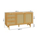 Ver imagem 5 de Kit Buffet 2 Portas 3 Gavetas Rattan e Cristaleira Porta Rattan Magna CabeCasa MadeiraOriginals Bege/Mel