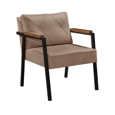 Poltrona Decorativa Paris Estilo Industrial Gdecor - Tecido Cappucino