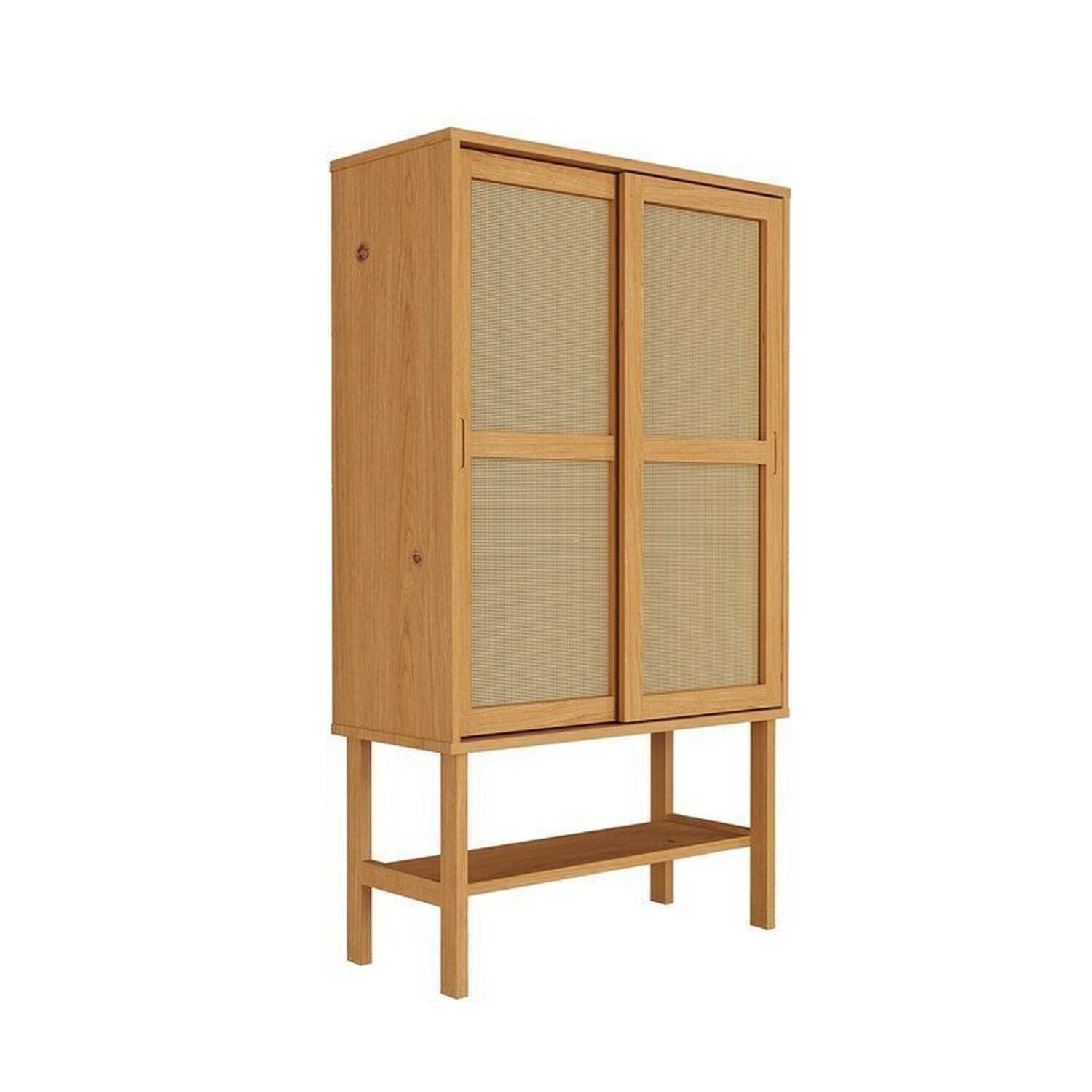 Kit Buffet 2 Portas Laca 3 Gavetas Rattan com Cristaleira Porta Rattan Magna Cabecasa Madeiramadeira - 13