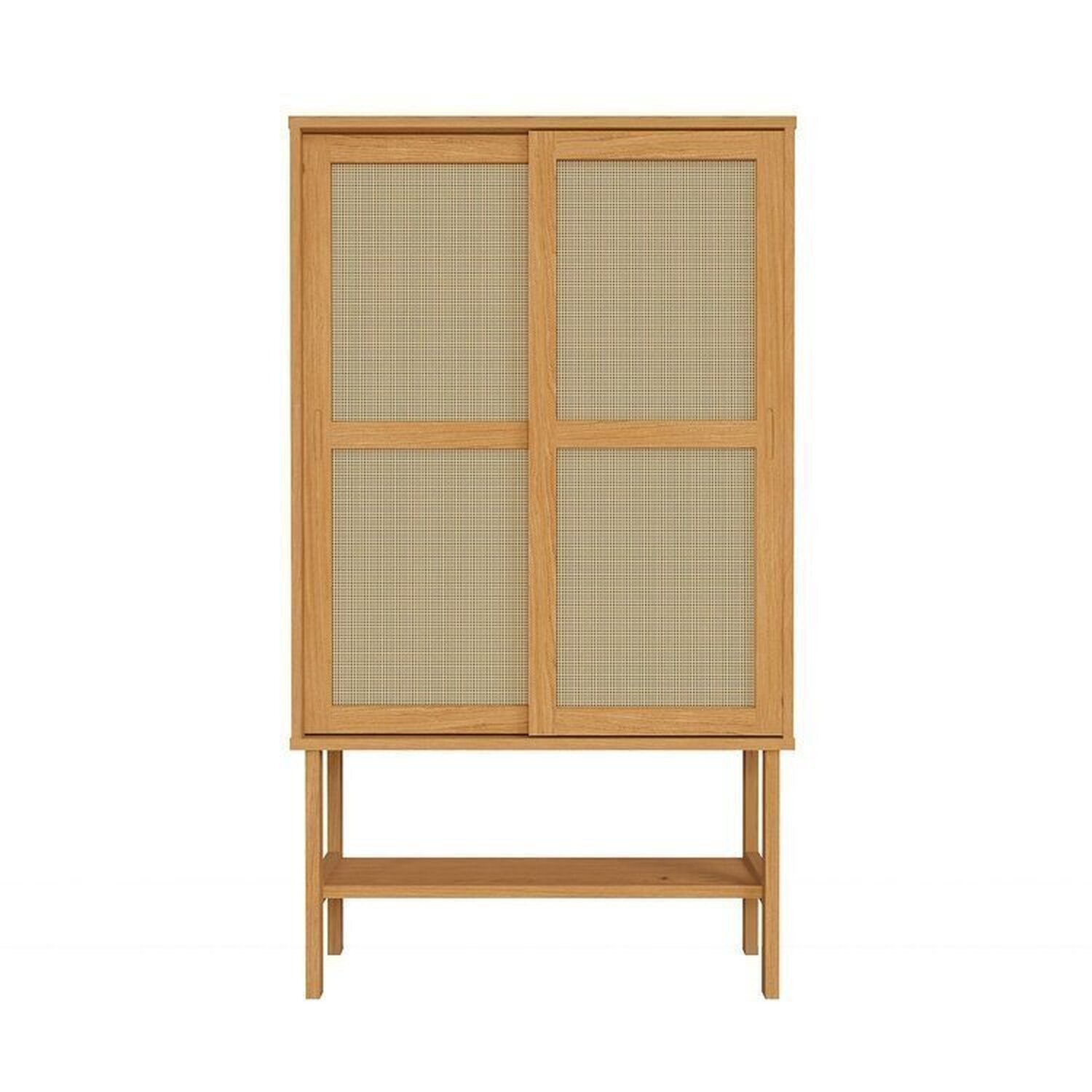 Kit Buffet 2 Portas Laca 3 Gavetas Rattan com Cristaleira Porta Rattan Magna Cabecasa Madeiramadeira - 14