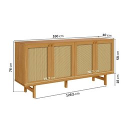 Kit Balcão 4 Portas Rattan com Cristaleira Porta Rattan Magna Cabecasa Madeiramadeira - 4