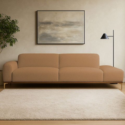 Sofá Living Unne 3 Lugares 210cm Terminal Esquerdo Bouclé Terracota - Nexta Casa