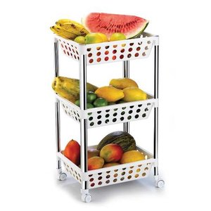 Fruteira 3 Andares Branca com Rodas - Arthi