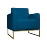 Kit 02 Poltronas Lilly Base de Metal Dourada Suede Azul Royal W&d Decor - 4
