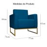 Kit 02 Poltronas Lilly Base de Metal Dourada Suede Azul Royal W&d Decor - 5