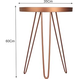 Conjunto Mesa Lateral Cobre em Ferro com Tampo em Vidro - 5