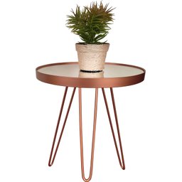Conjunto Mesa Lateral Cobre em Ferro com Tampo em Vidro - 2