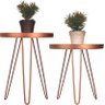 Conjunto Mesa Lateral Cobre em Ferro com Tampo em Vidro - 1