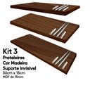 Ver imagem 1 de Kit 3 Prateleiras Cor Madeira Mdf 30x15 Suporte Invisível Arte na Arte Prateleira Suporte invisível