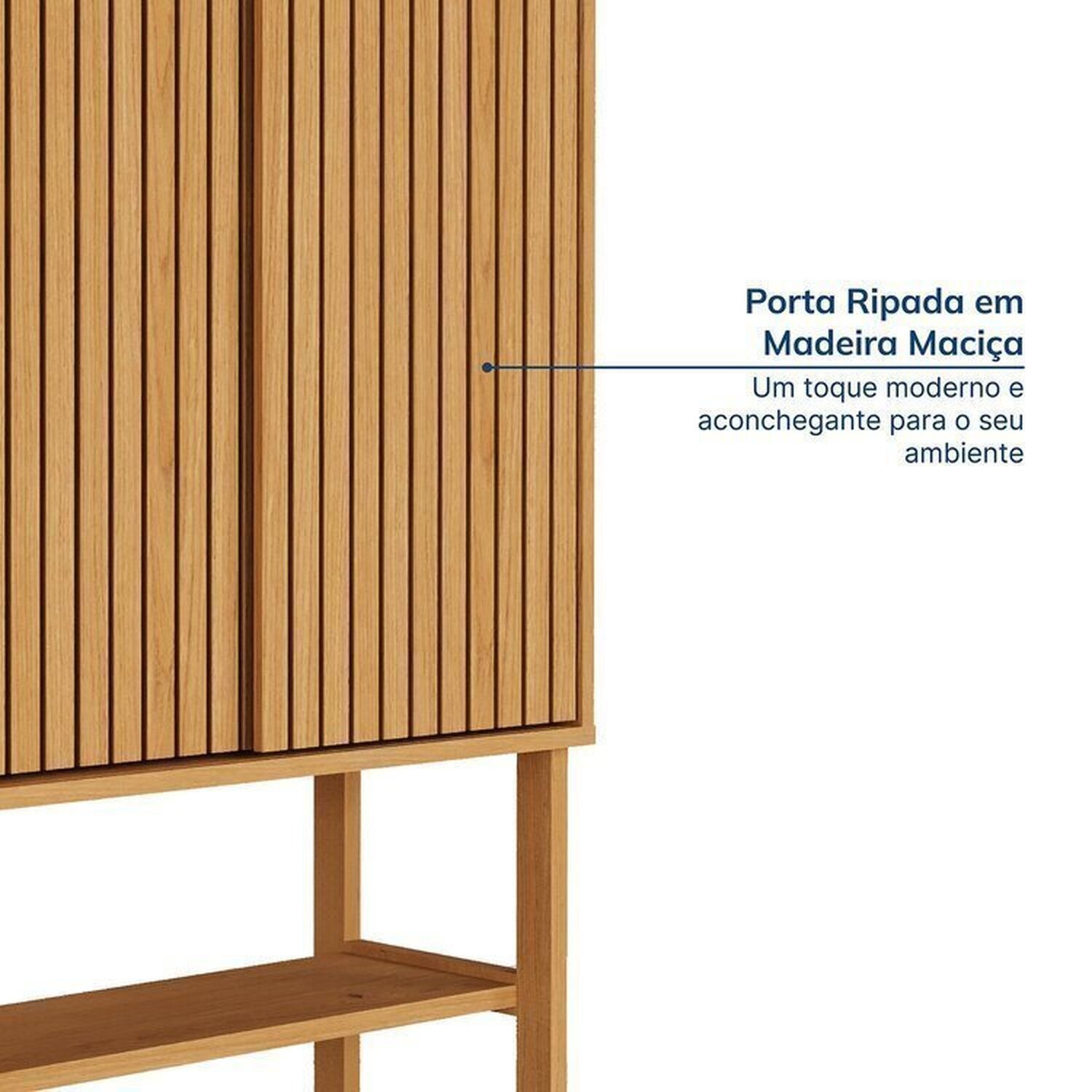 Kit Buffet 2 Portas Laca 3 Gavetas Rattan com Cristaleira Porta Ripada Magna Cabecasa Madeiramadeira - 7