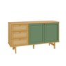 Kit Buffet 2 Portas Laca 3 Gavetas Rattan com Cristaleira Porta Ripada Magna CabeCasa MadeiraMadeira - 18