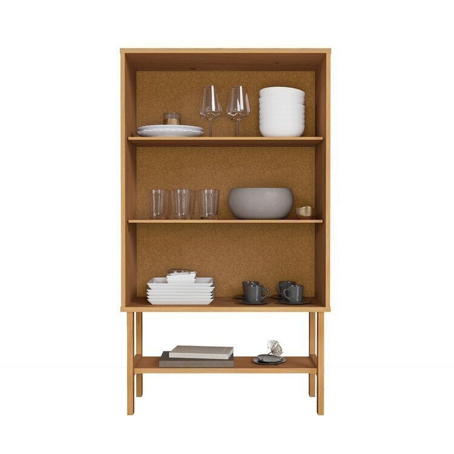 Kit Buffet 2 Portas Laca 3 Gavetas Rattan com Cristaleira Porta Ripada Magna Cabecasa Madeiramadeira - 15