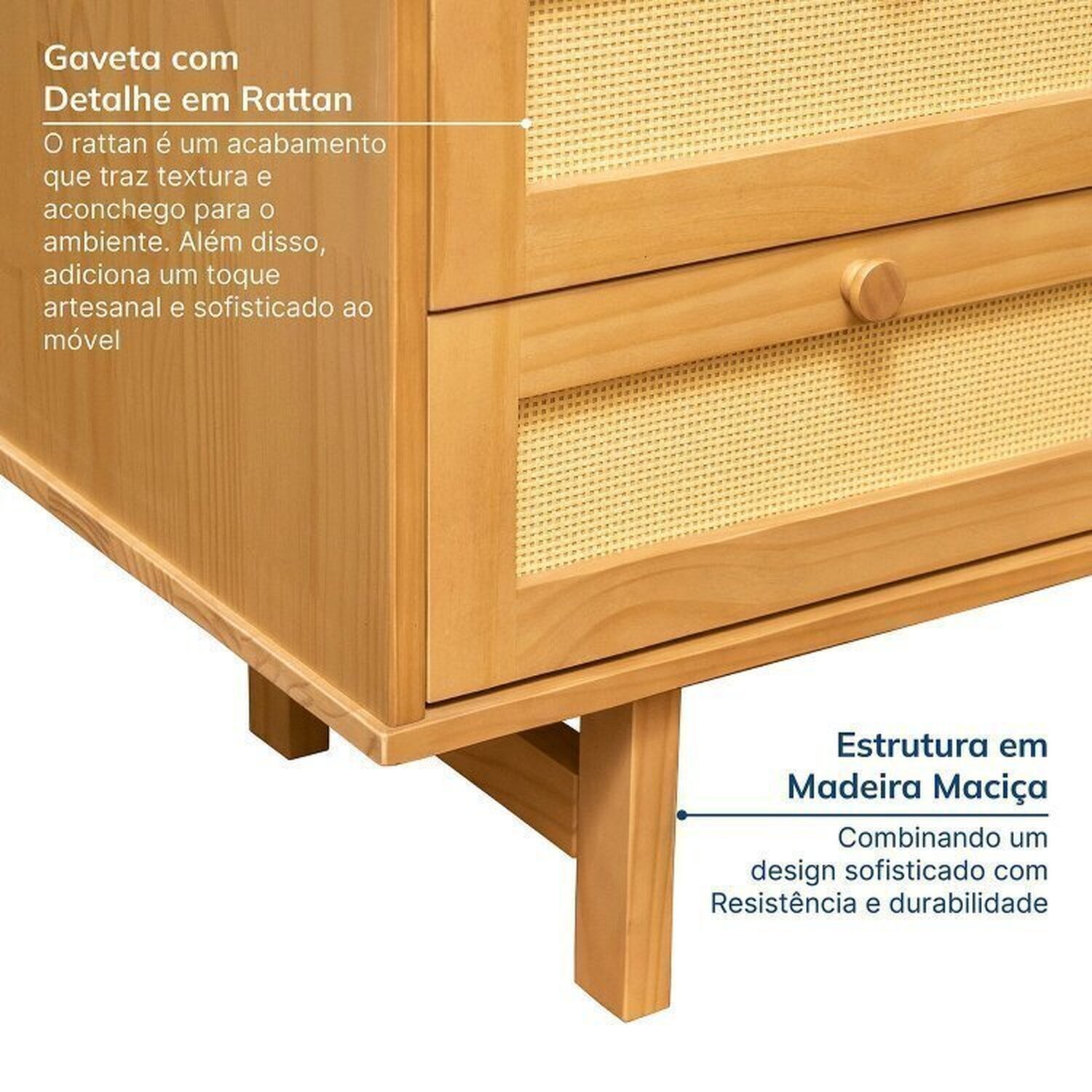 Kit Buffet 2 Portas Laca 3 Gavetas Rattan com Cristaleira Porta Ripada Magna Cabecasa Madeiramadeira - 10
