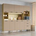Ver imagem 1 de Armário para Cozinha 10 Portas 2 Gavetas Balcão com Tampo Intense Bege/Freijó/Vanilla
