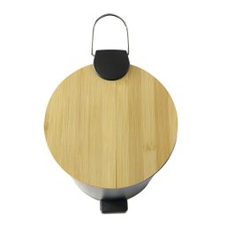 Lixeira de Inox Preta com Tampa de Bambu 5 Litros - Estilo e Funcionalidade - 8