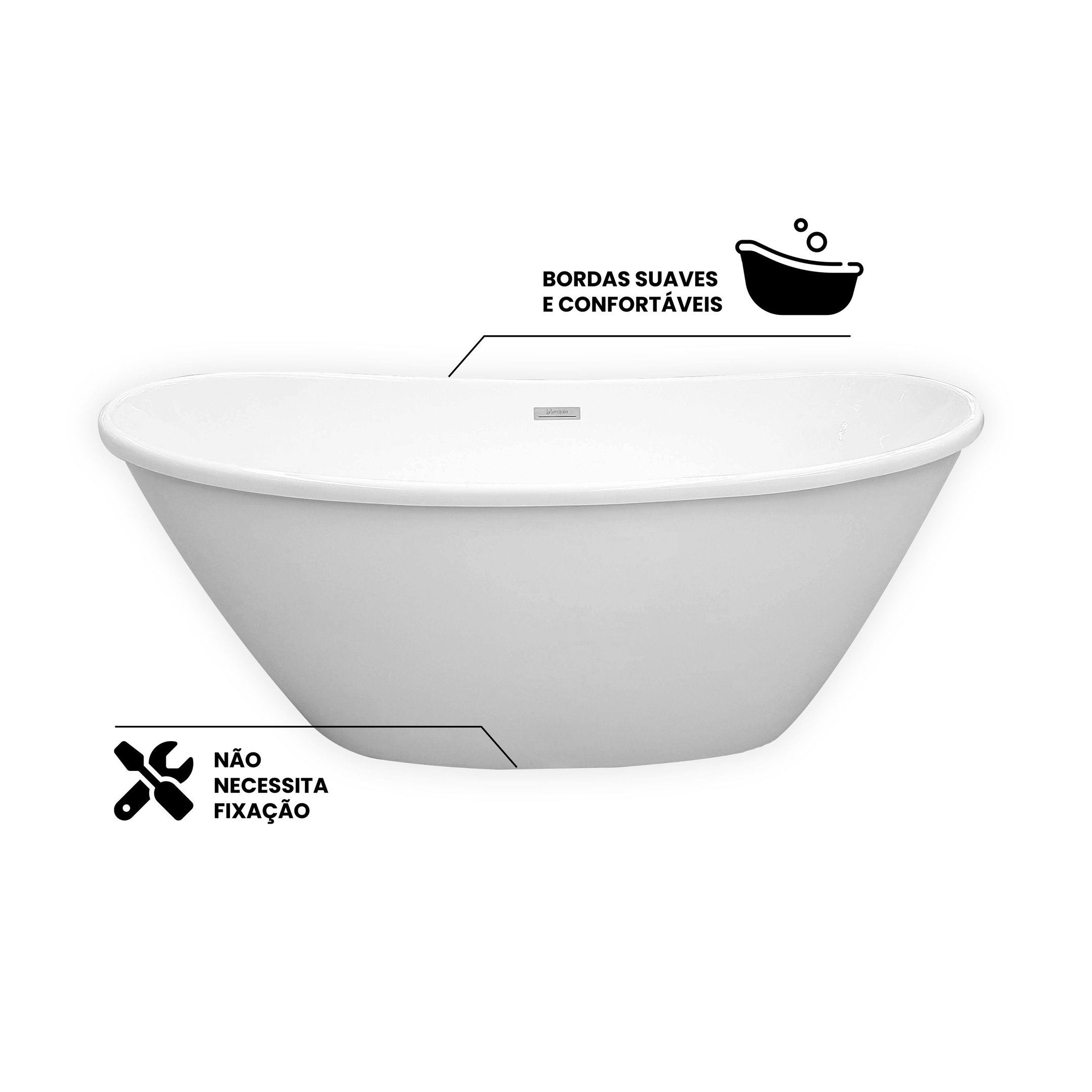 Banheira de Imersão   Bologna 160cm X 83cm X 63cm em Acrilico - 8