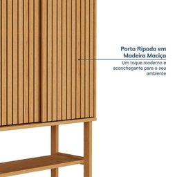 Kit Balcão 4 Portas Rattan com Cristaleira Porta Ripada Magna CabeCasa MadeiraMadeira - 7