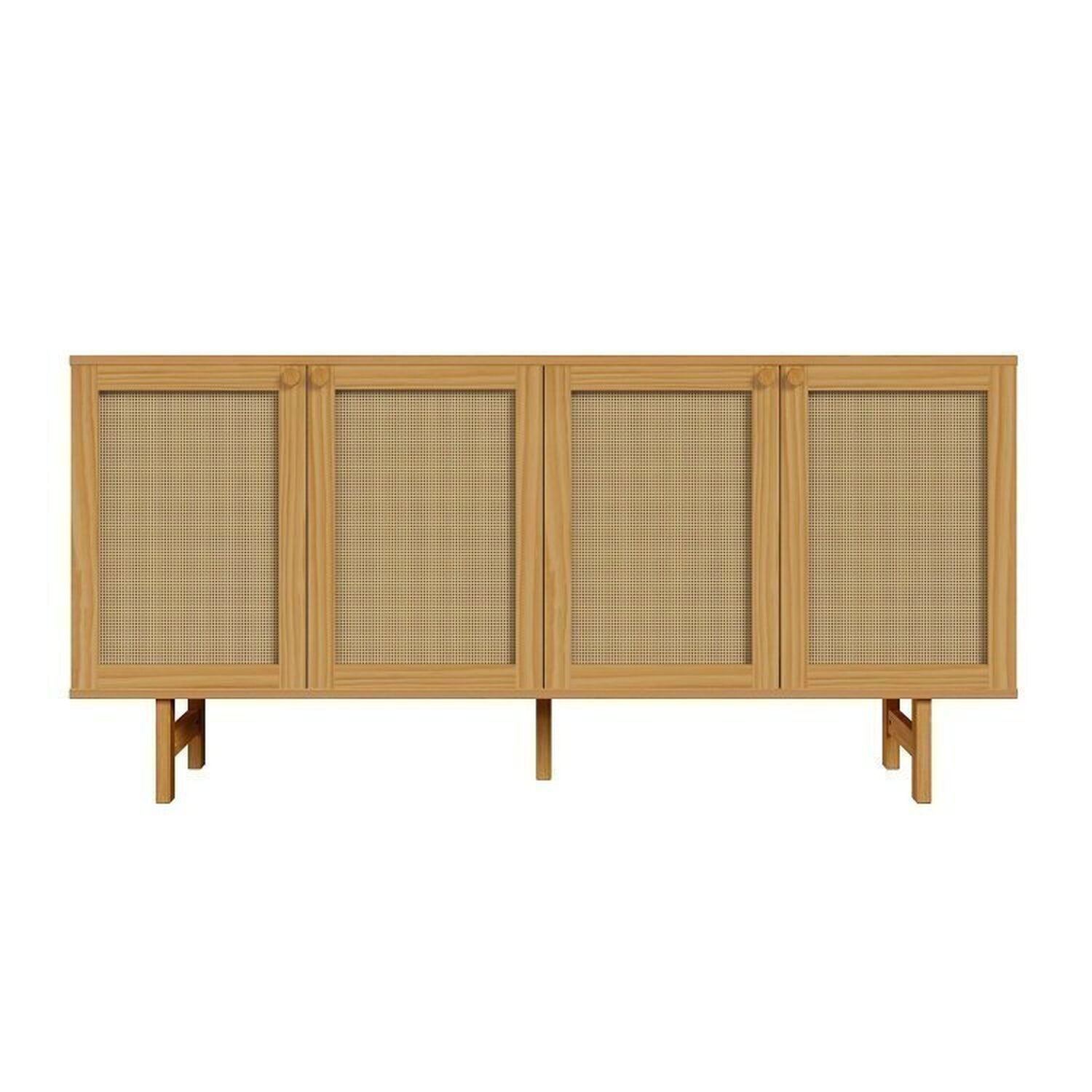 Kit Balcão 4 Portas Rattan com Cristaleira Porta Ripada Magna Cabecasa Madeiramadeira - 18