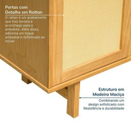 Kit Balcão 4 Portas Rattan com Cristaleira Porta Ripada Magna CabeCasa MadeiraMadeira - 10