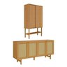 Kit Balcão 4 Portas Rattan com Cristaleira Porta Ripada Magna CabeCasa MadeiraMadeira - 2