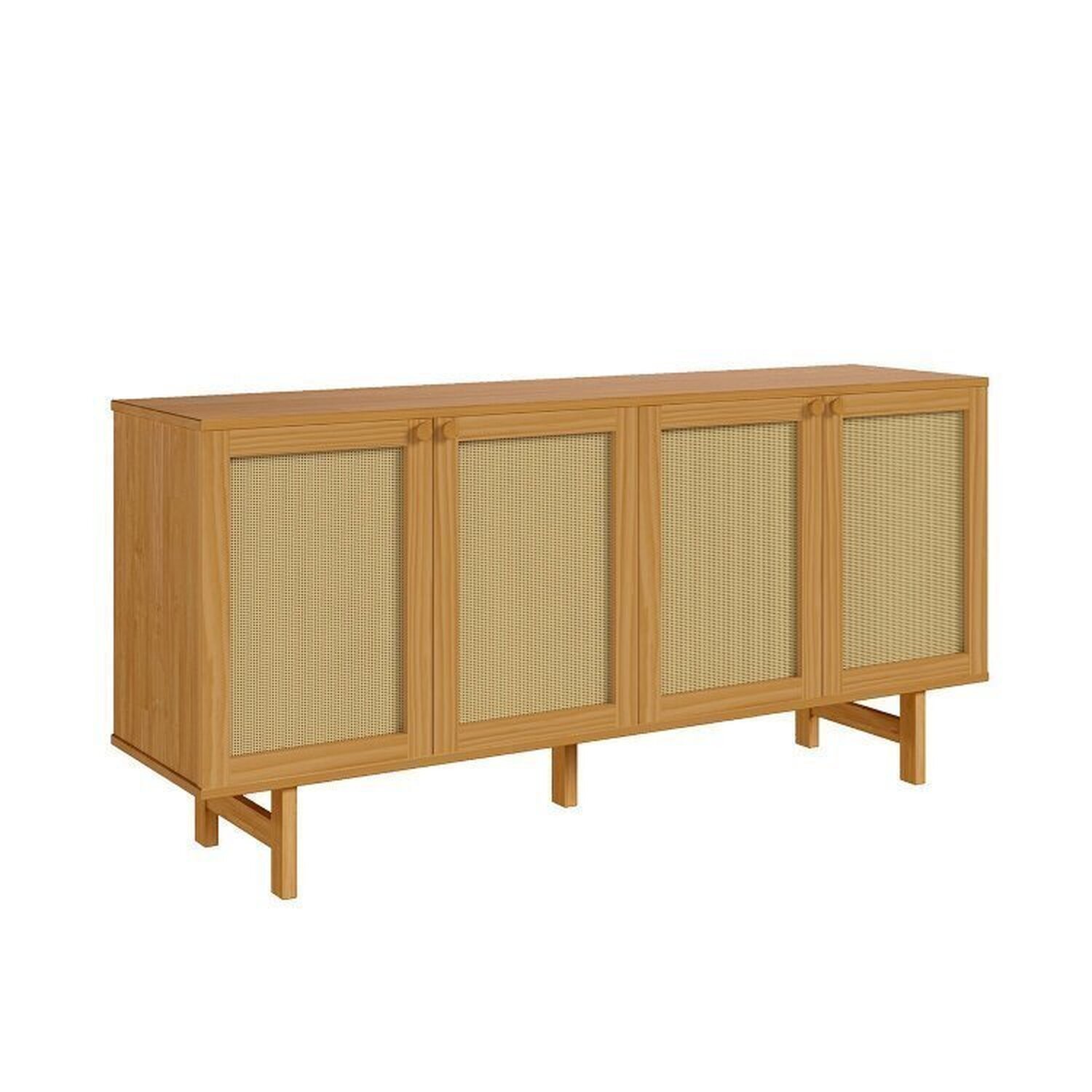 Kit Balcão 4 Portas Rattan com Cristaleira Porta Ripada Magna Cabecasa Madeiramadeira - 17