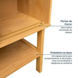 Kit Balcão 4 Portas Rattan com Cristaleira Porta Ripada Magna CabeCasa MadeiraMadeira - 6