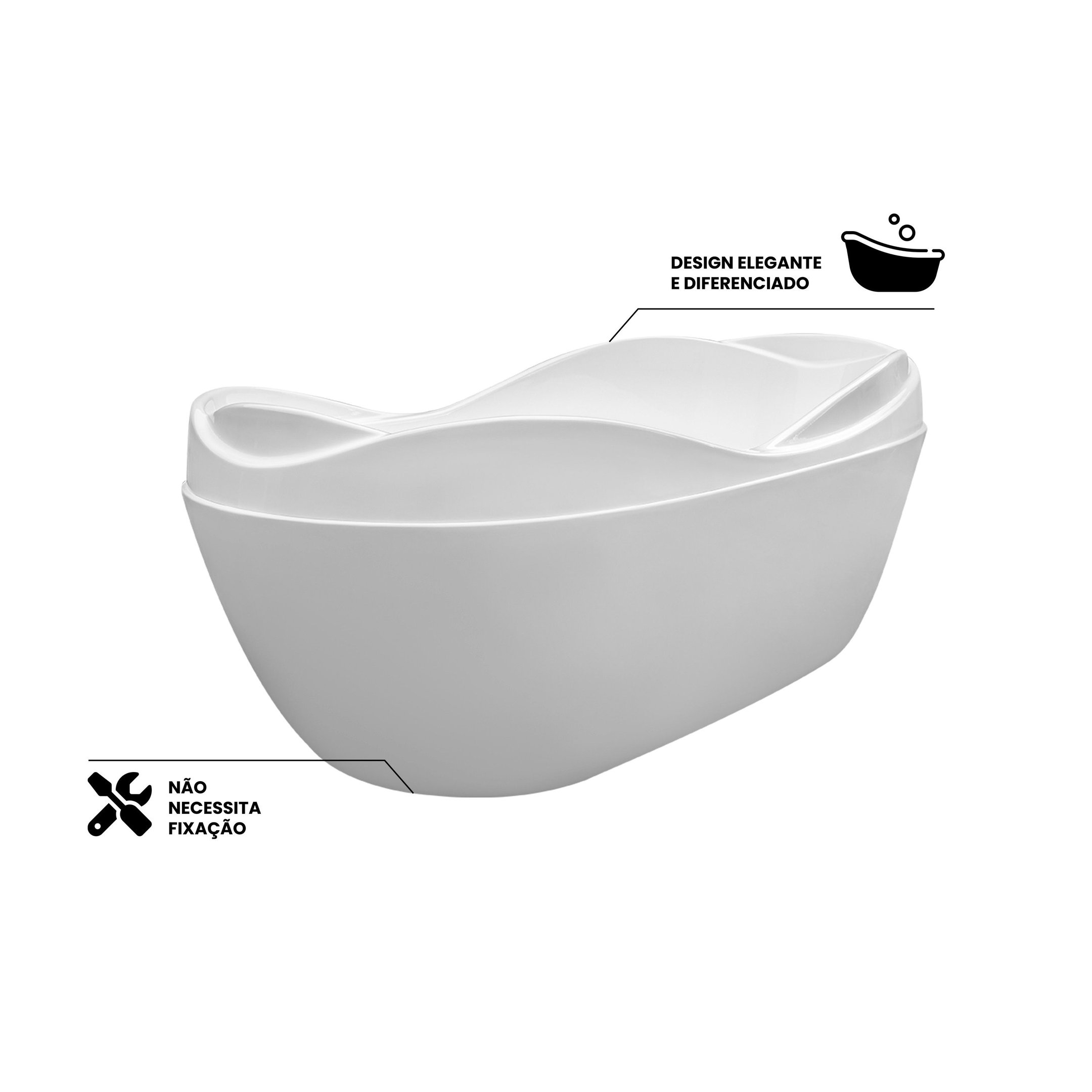 Banheira de Imersão  Saturnia 180cm X 85cm X 64cm  em Acrilico - 8