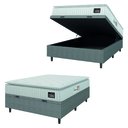 Ver imagem 1 de Cama Box Baú Colchão Casal Espuma D33 Vangogh Pillow Top 138x188x70cm Branco / Cinza Hellen