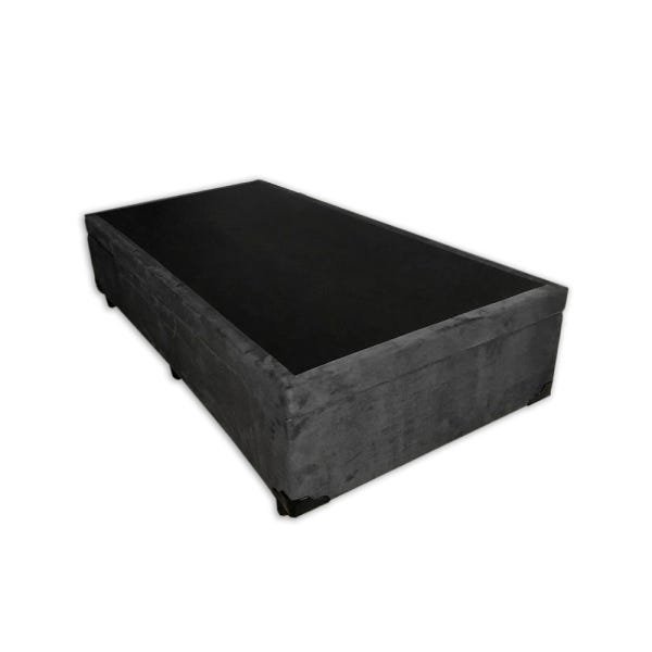 Base Box Solteiro Suede Cinza - 30x88x188