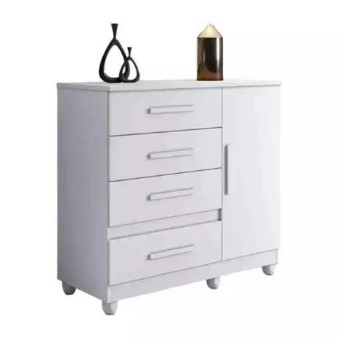 Cômoda Sapateira Florença com Porta e 4 Gavetas Branco
