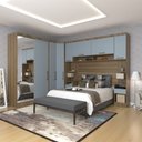 Ver imagem 1 de Quarto de Canto Casal com Guarda Roupas com Espelho e Mesas de Cabeceira Paris Luciane Móveis