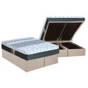 Ver imagem 1 de Cama Box Baú Queen: Colchão Molas Castor Bonnel System Class One Face + Base CRC Suede Clean(158x198