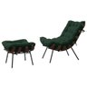 Poltrona com Puff Costela Madeira Veludo Verde - House Moveis - 2